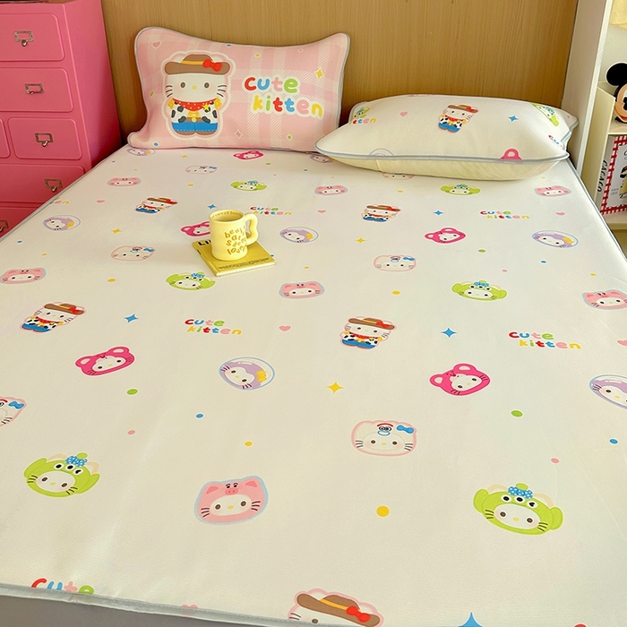 91家纺网 家纺一手货源 找家纺 葡萄家 2025年A类数码印花冰淇淋凉感冰丝凉席夏被夏凉被空调被 牛仔猫猫