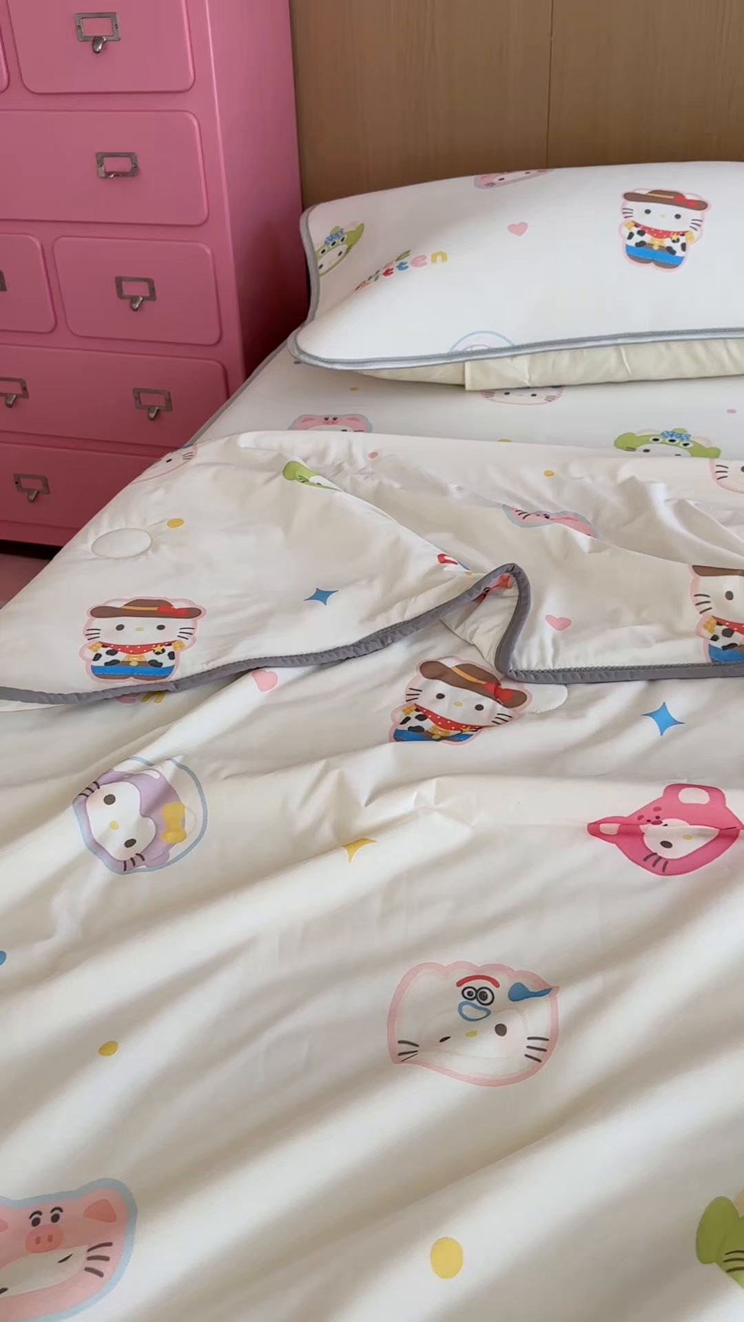 91家纺网 家纺一手货源 找家纺 葡萄家 2025年A类数码印花冰淇淋凉感冰丝凉席夏被夏凉被空调被 牛仔猫猫