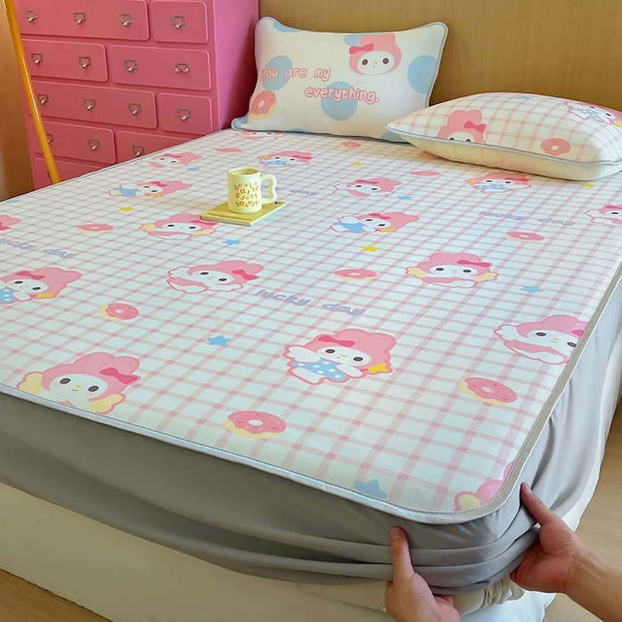 91家纺网 家纺一手货源 找家纺 葡萄家 2025年A类数码印花冰淇淋凉感冰丝凉席夏被夏凉被空调被 甜甜圈兔兔