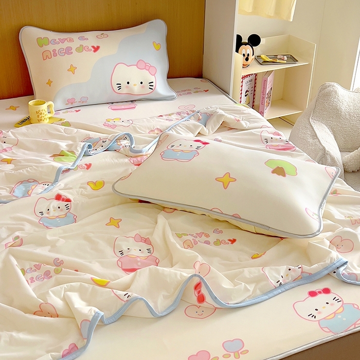 91家纺网 家纺一手货源 找家纺 葡萄家 2025年A类数码印花冰淇淋凉感冰丝凉席夏被夏凉被空调被 星心猫