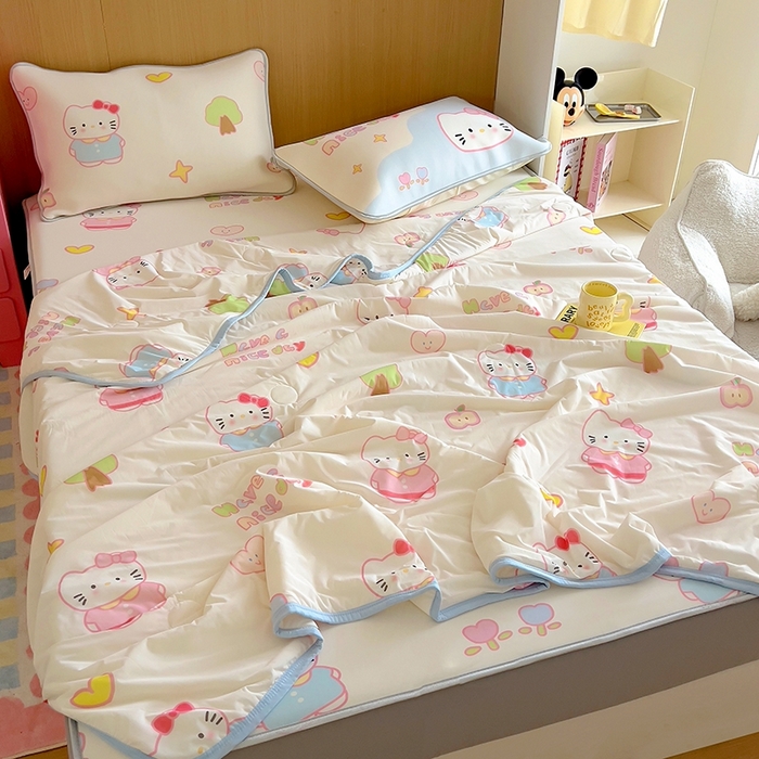 91家纺网 家纺一手货源 找家纺 葡萄家 2025年A类数码印花冰淇淋凉感冰丝凉席夏被夏凉被空调被 星心猫