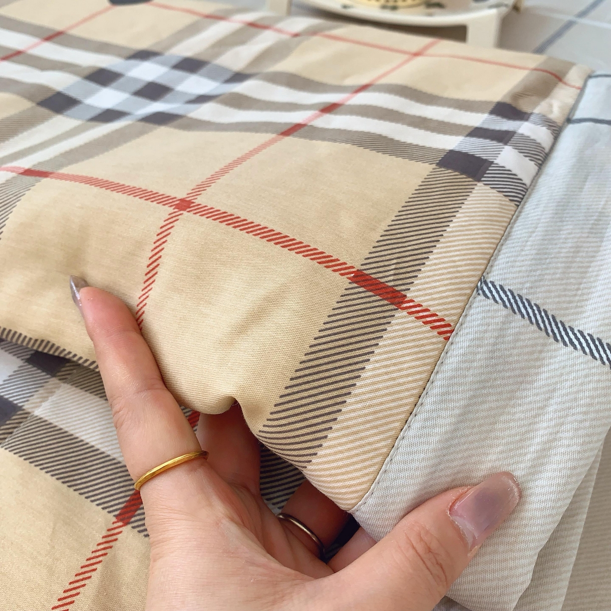 91家纺网 家纺一手货源 找家纺 莱豫家纺 2025春夏新款纯棉全棉夏被夏凉被四件套 咖啡格