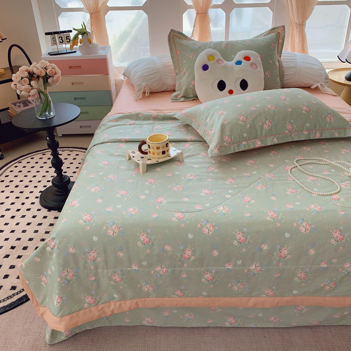 91家纺网 家纺一手货源 找家纺 莱豫家纺 2025春夏新款纯棉全棉夏被夏凉被四件套 莱茵茉莉