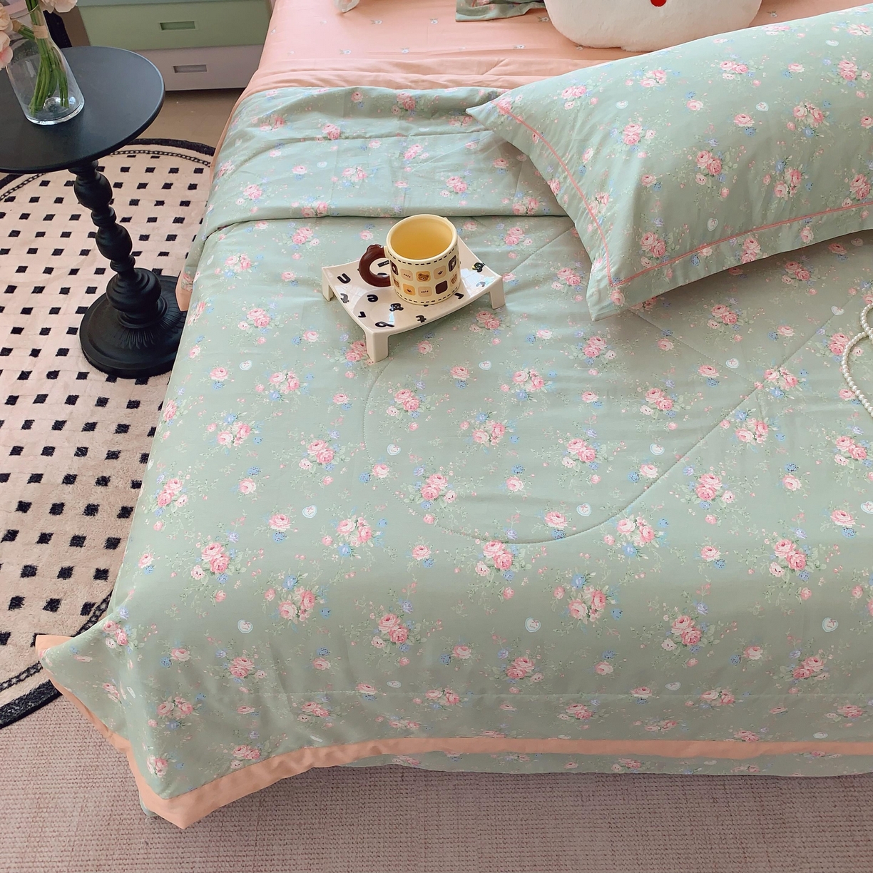 91家纺网 家纺一手货源 找家纺 莱豫家纺 2025春夏新款纯棉全棉夏被夏凉被四件套 莱茵茉莉