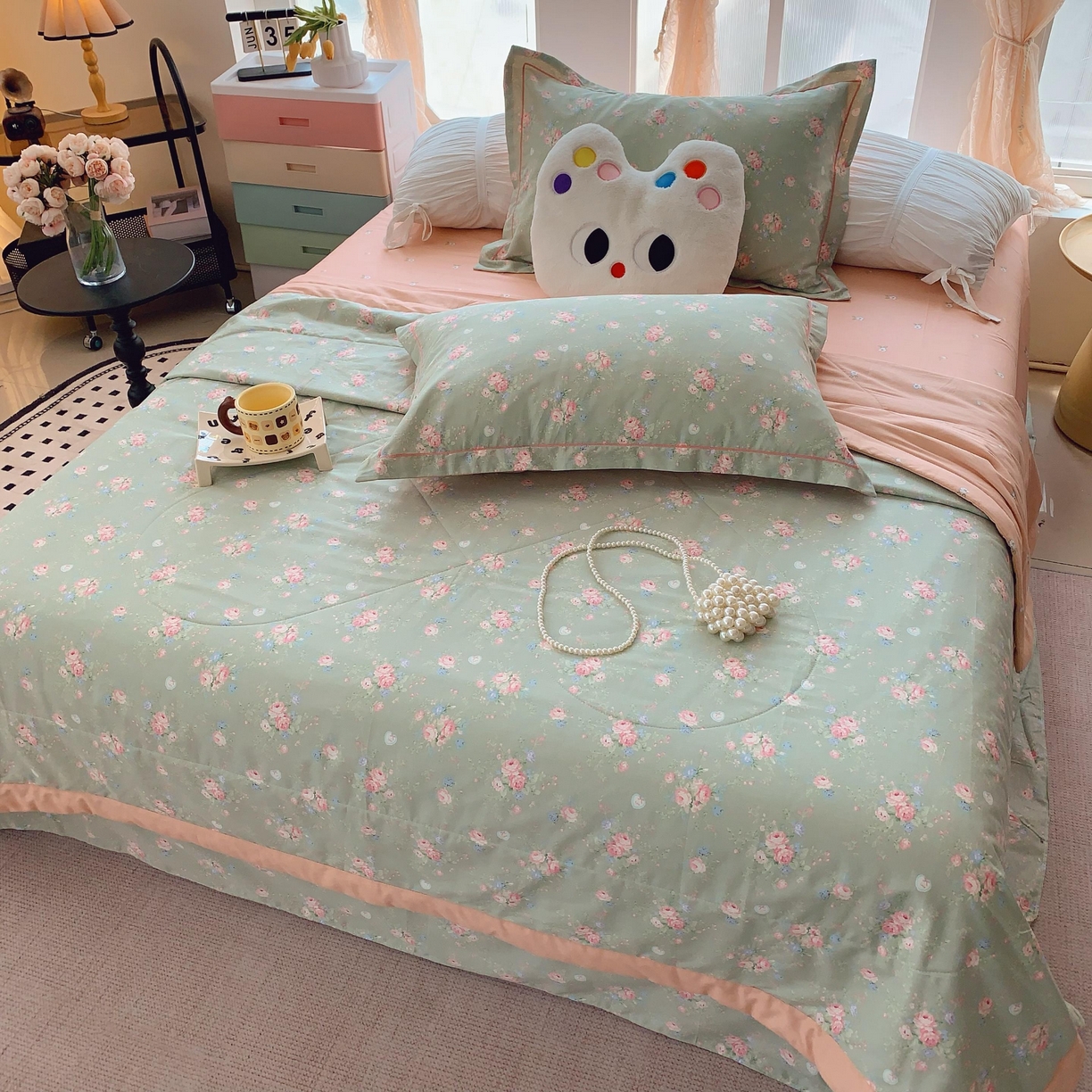 91家纺网 家纺一手货源 找家纺 莱豫家纺 2025春夏新款纯棉全棉夏被夏凉被四件套 莱茵茉莉