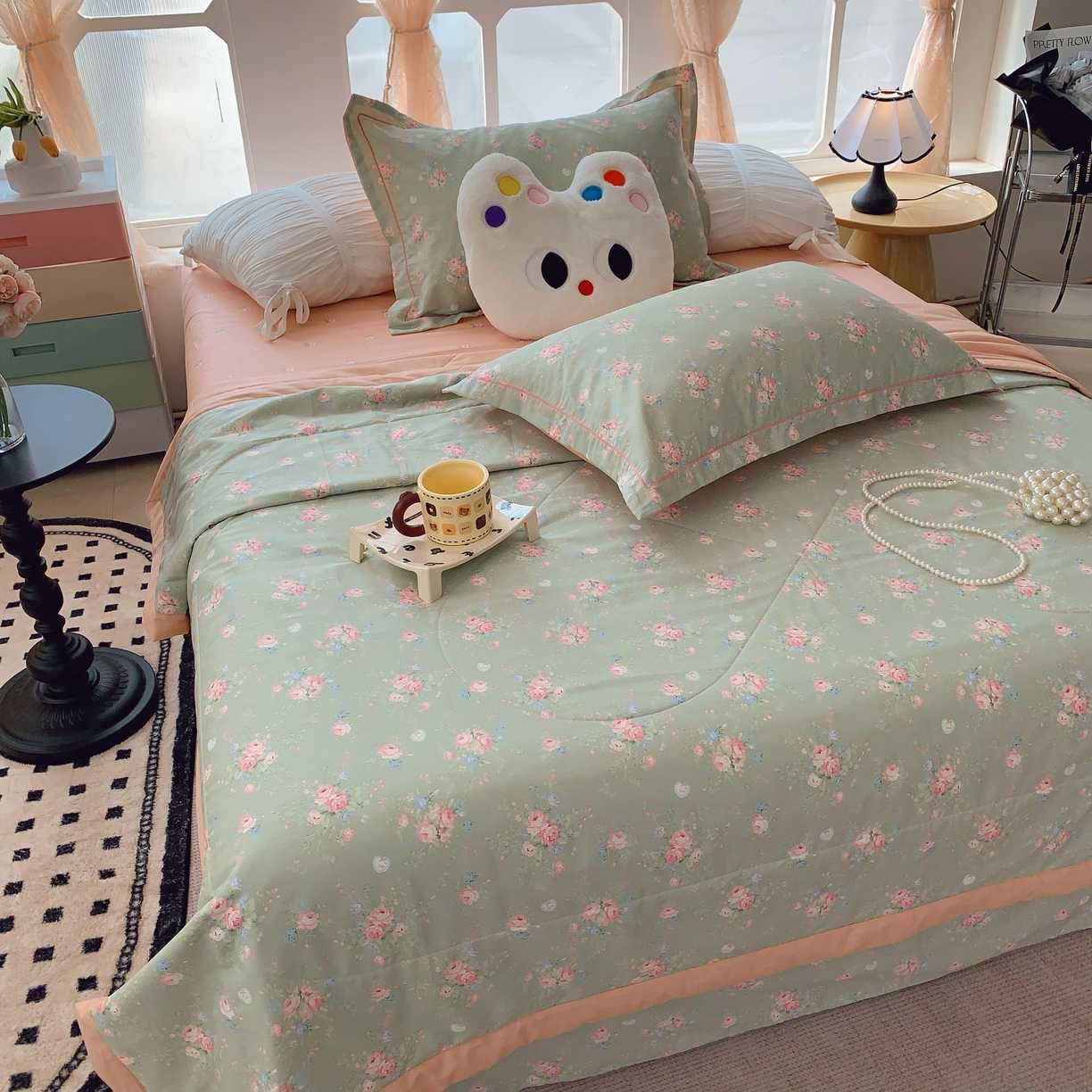 91家纺网 家纺一手货源 找家纺 莱豫家纺 2025春夏新款纯棉全棉夏被夏凉被四件套 莱茵茉莉