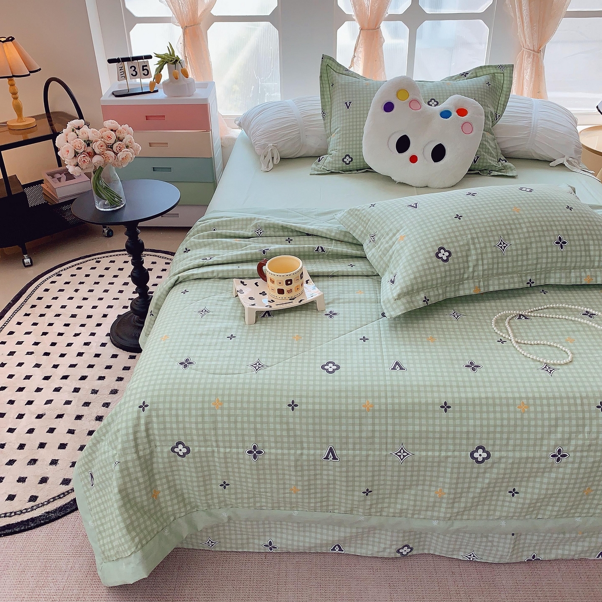 91家纺网 家纺一手货源 找家纺 莱豫家纺 2025春夏新款纯棉全棉夏被夏凉被四件套 摩卡