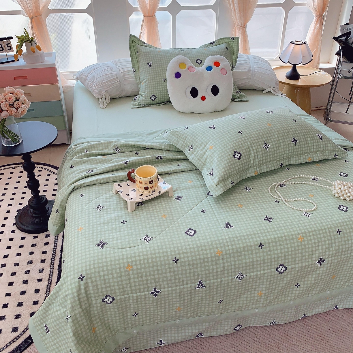 91家纺网 家纺一手货源 找家纺 莱豫家纺 2025春夏新款纯棉全棉夏被夏凉被四件套 摩卡