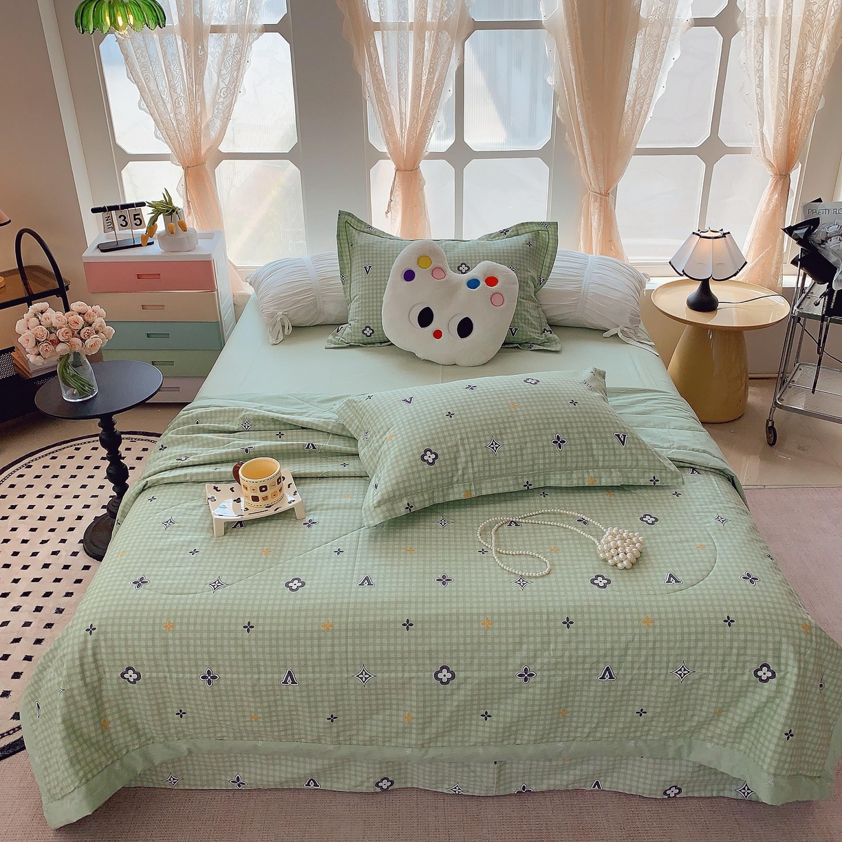 91家纺网 家纺一手货源 找家纺 莱豫家纺 2025春夏新款纯棉全棉夏被夏凉被四件套 摩卡