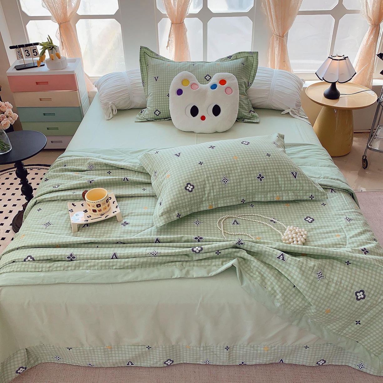 91家纺网 家纺一手货源 找家纺 莱豫家纺 2025春夏新款纯棉全棉夏被夏凉被四件套 摩卡