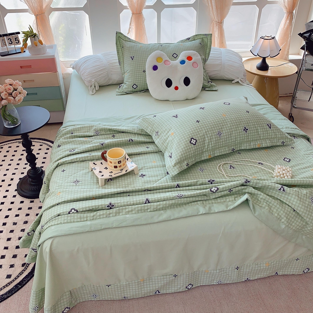 91家纺网 家纺一手货源 找家纺 莱豫家纺 2025春夏新款纯棉全棉夏被夏凉被四件套 摩卡