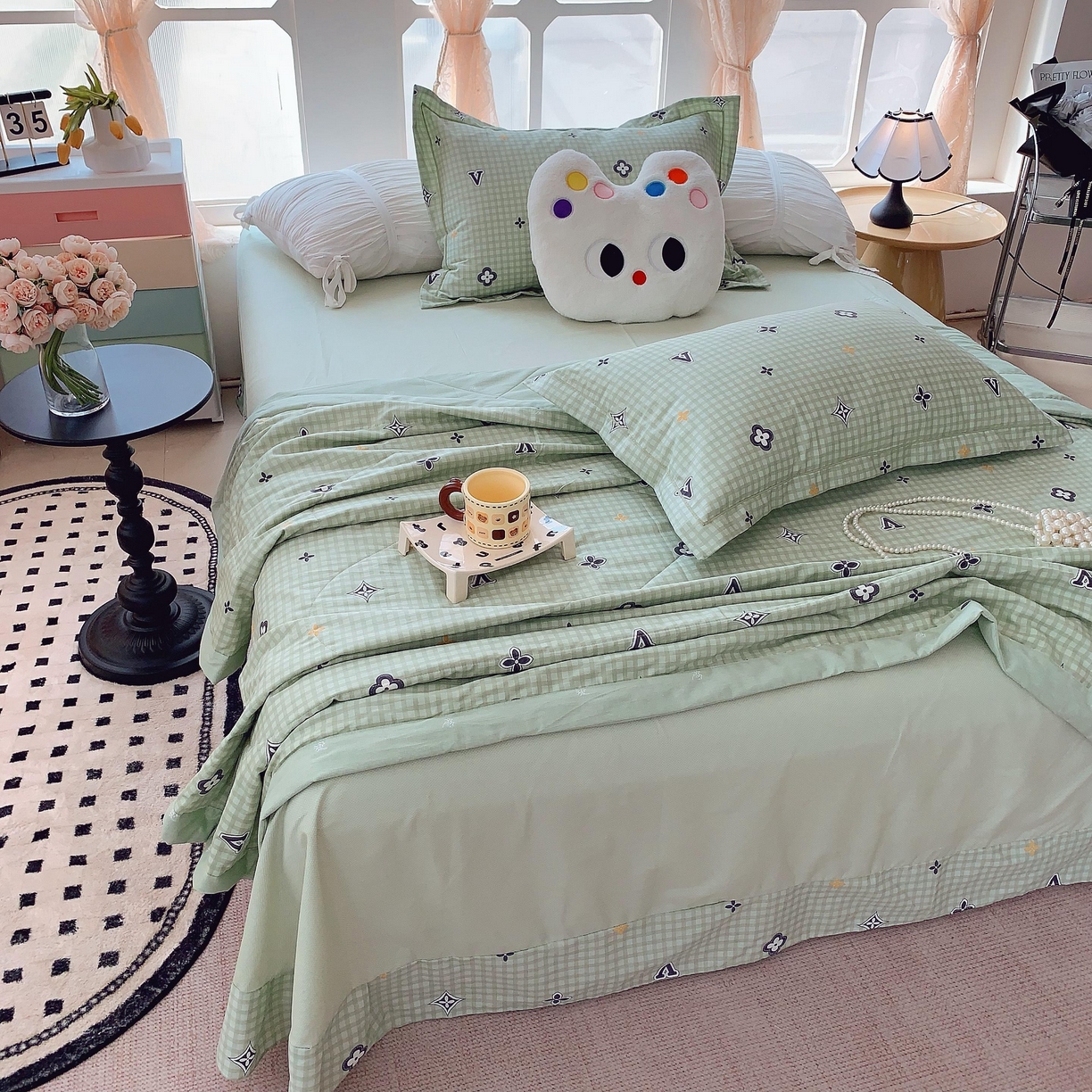 91家纺网 家纺一手货源 找家纺 莱豫家纺 2025春夏新款纯棉全棉夏被夏凉被四件套 摩卡