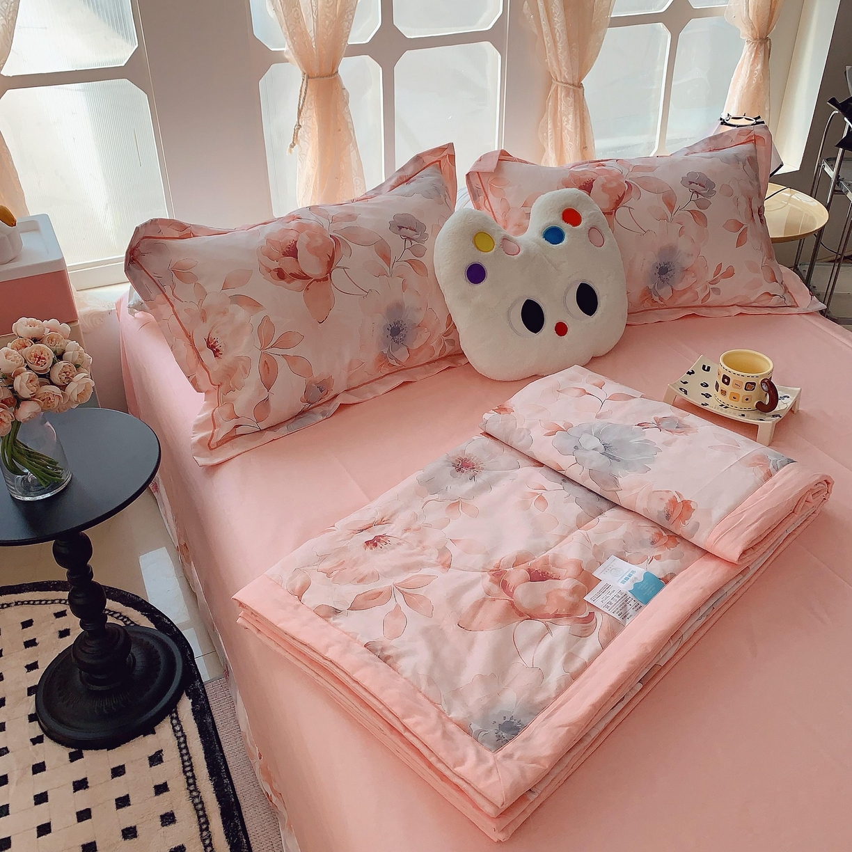 91家纺网 家纺一手货源 找家纺 莱豫家纺 2025春夏新款纯棉全棉夏被夏凉被四件套 墨染