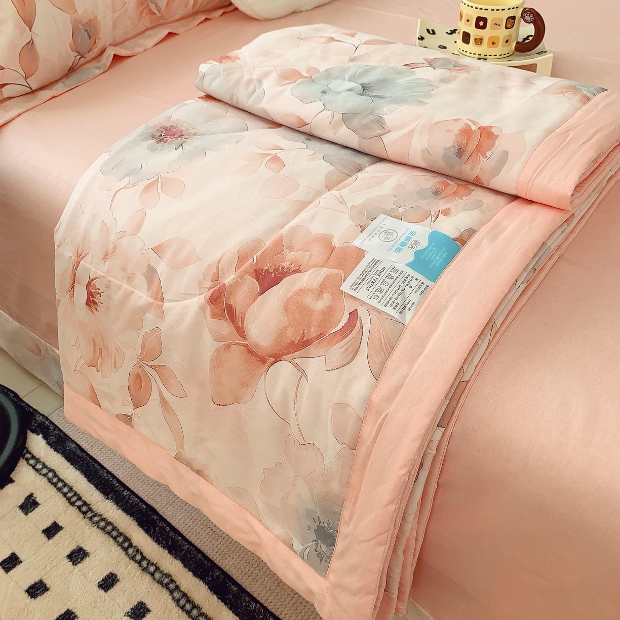 91家纺网 家纺一手货源 找家纺 莱豫家纺 2025春夏新款纯棉全棉夏被夏凉被四件套 墨染