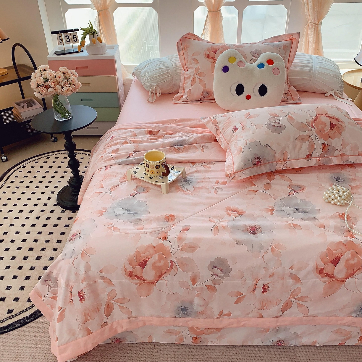 91家纺网 家纺一手货源 找家纺 莱豫家纺 2025春夏新款纯棉全棉夏被夏凉被四件套 墨染