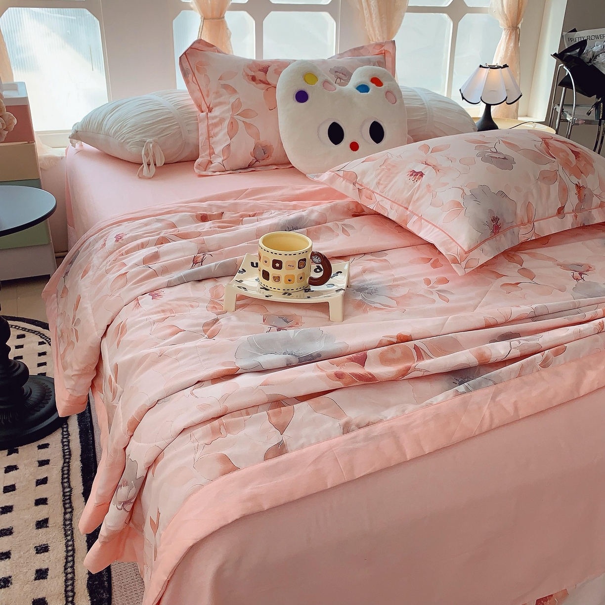 91家纺网 家纺一手货源 找家纺 莱豫家纺 2025春夏新款纯棉全棉夏被夏凉被四件套 墨染