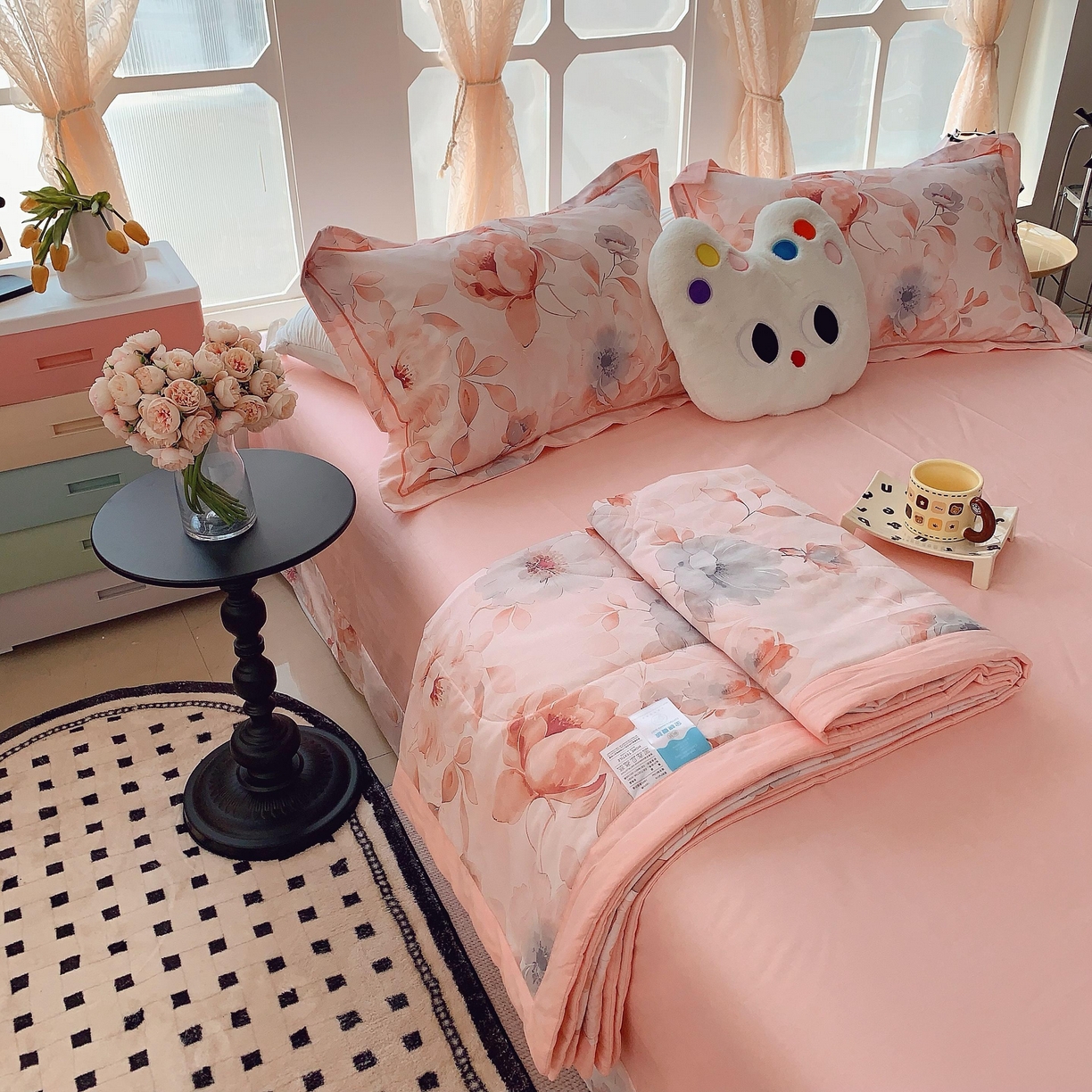 91家纺网 家纺一手货源 找家纺 莱豫家纺 2025春夏新款纯棉全棉夏被夏凉被四件套 墨染