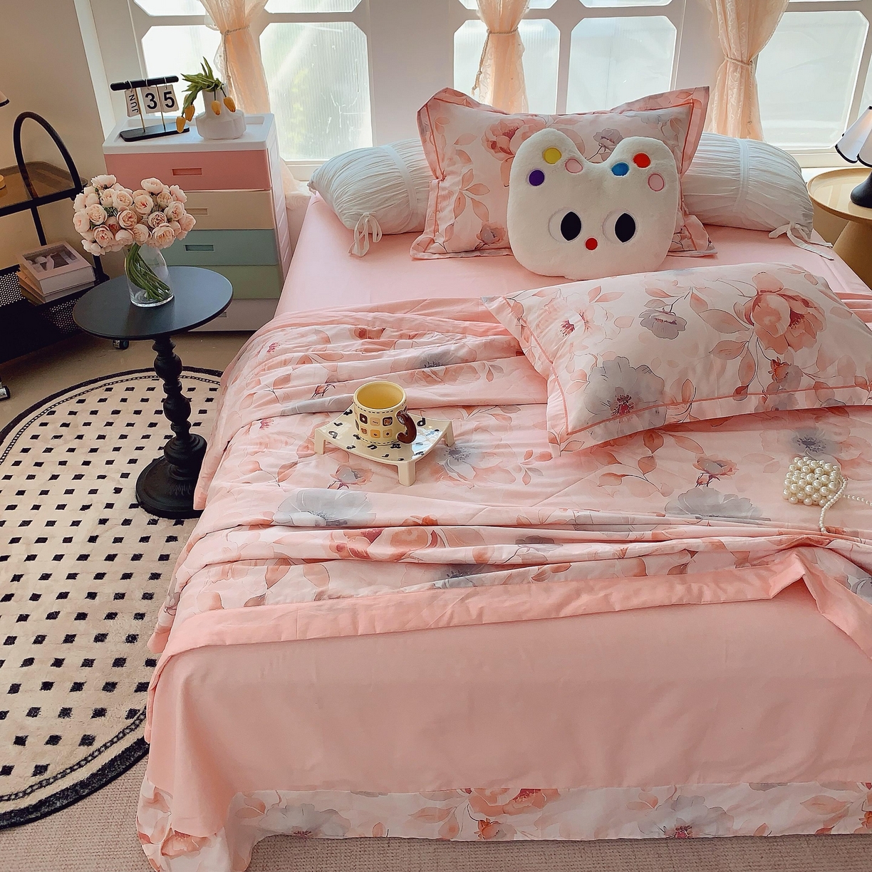 91家纺网 家纺一手货源 找家纺 莱豫家纺 2025春夏新款纯棉全棉夏被夏凉被四件套 墨染