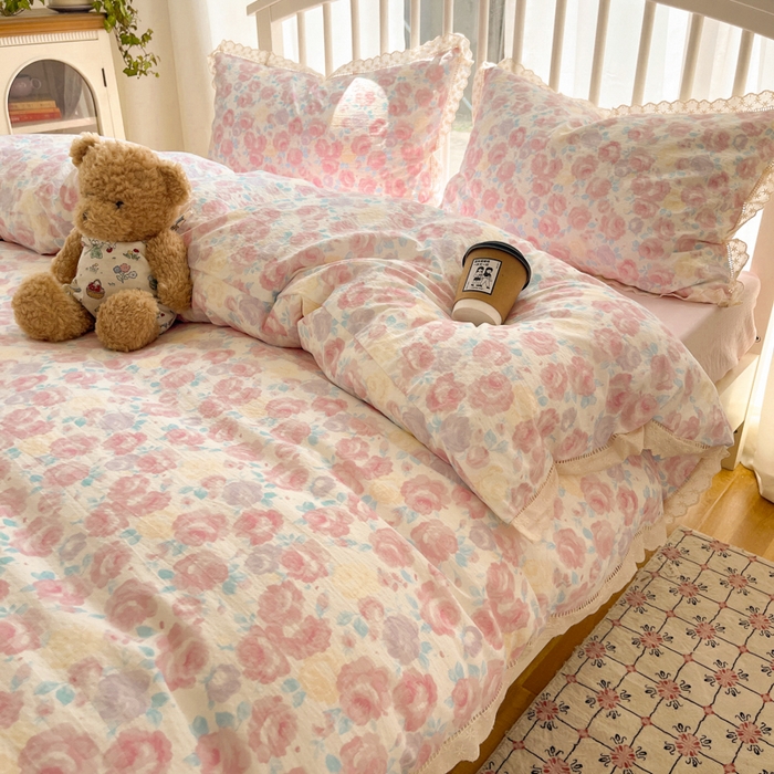 91家纺网 家纺一手货源 找家纺 繁花家居 2025新款镂空白色花边直播热款四件套 晚香玉