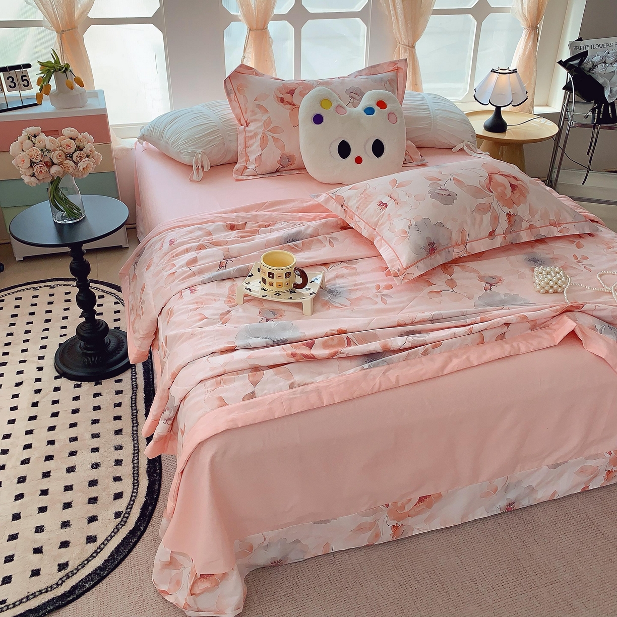 91家纺网 家纺一手货源 找家纺 莱豫家纺 2025春夏新款纯棉全棉夏被夏凉被四件套 墨染