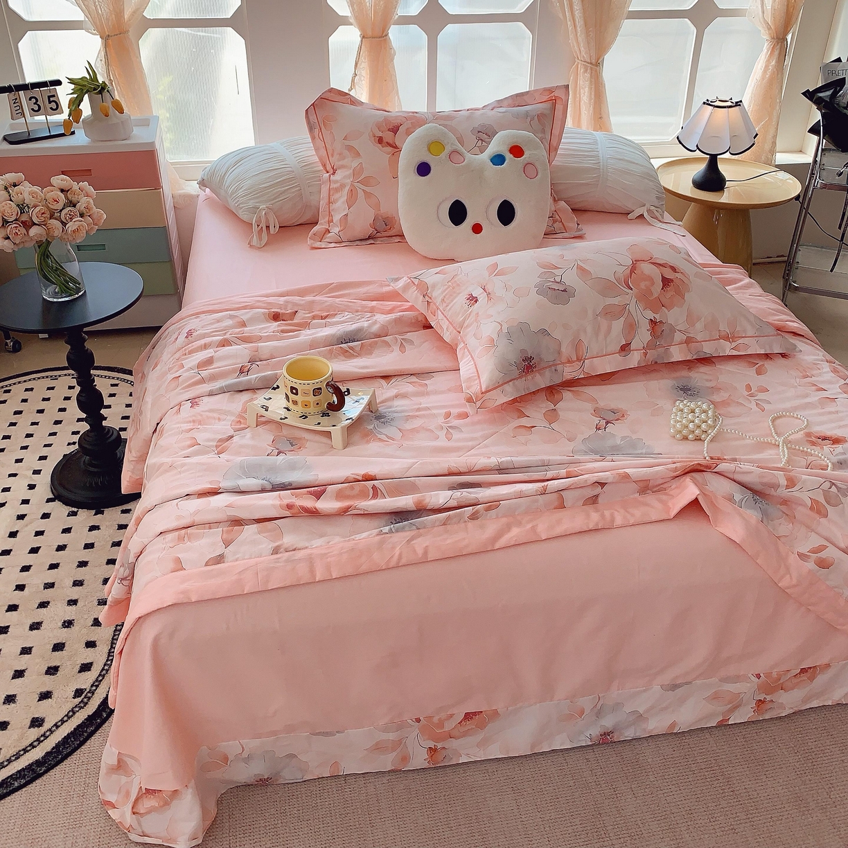 91家纺网 家纺一手货源 找家纺 莱豫家纺 2025春夏新款纯棉全棉夏被夏凉被四件套 墨染