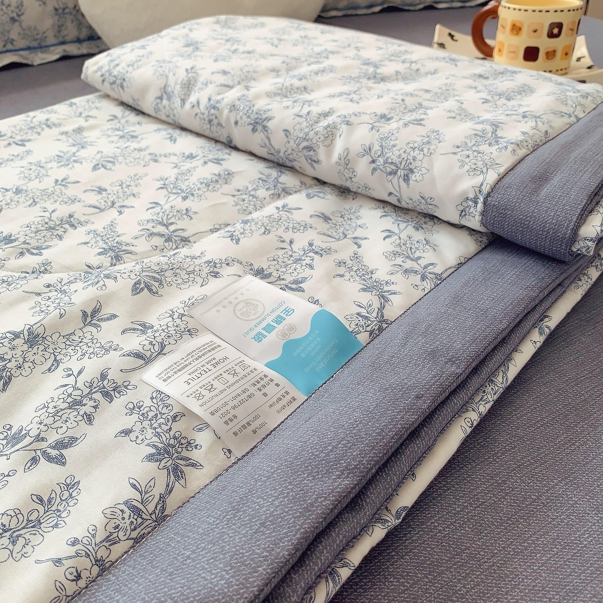 91家纺网 家纺一手货源 找家纺 莱豫家纺 2025春夏新款纯棉全棉夏被夏凉被四件套 青花瓷