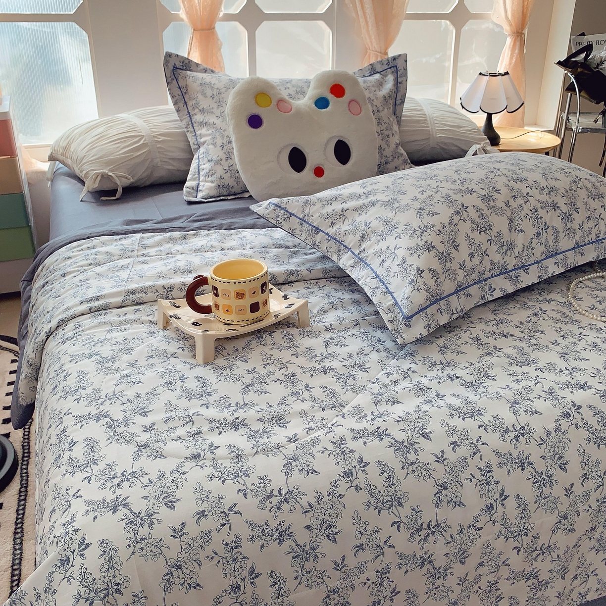 91家纺网 家纺一手货源 找家纺 莱豫家纺 2025春夏新款纯棉全棉夏被夏凉被四件套 青花瓷