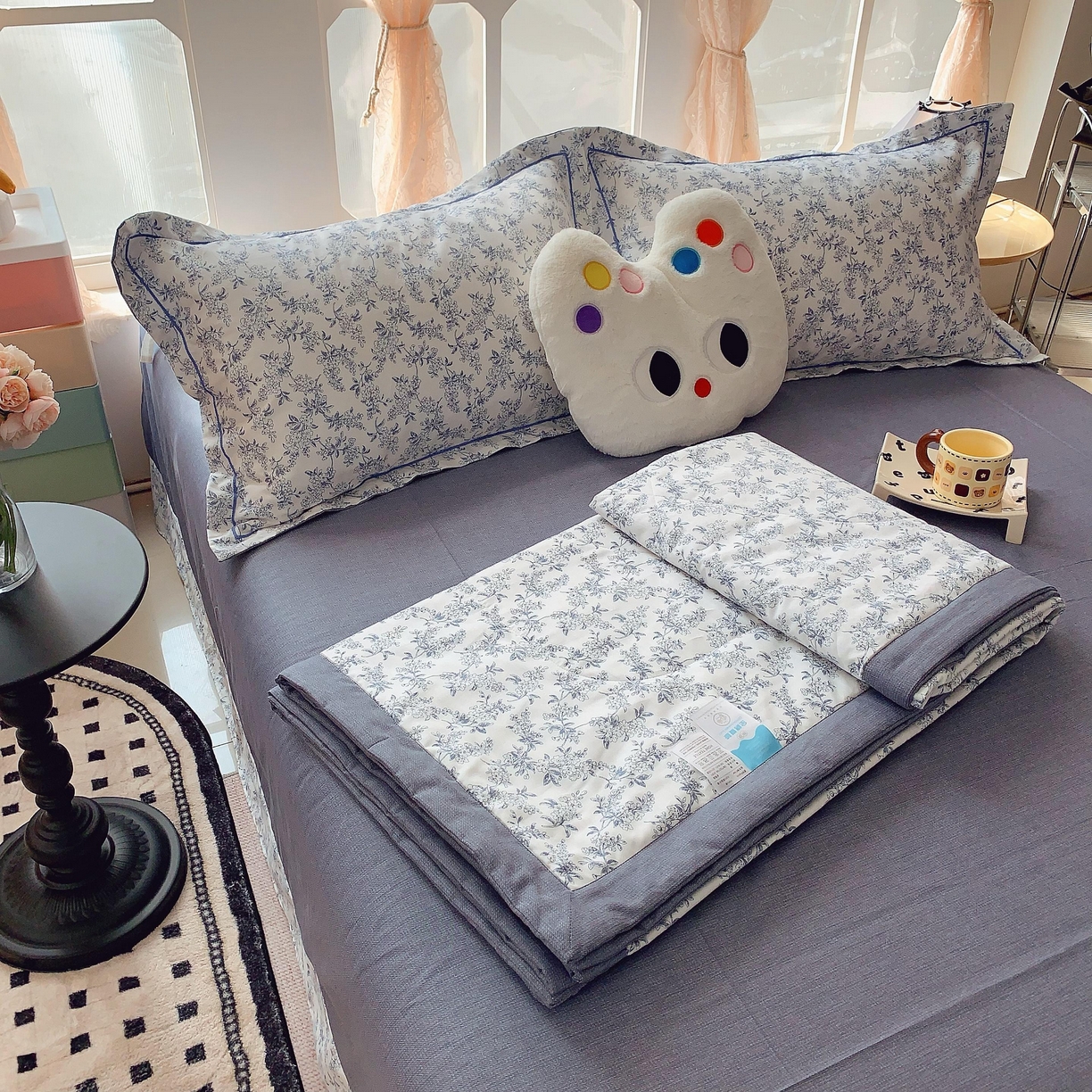 91家纺网 家纺一手货源 找家纺 莱豫家纺 2025春夏新款纯棉全棉夏被夏凉被四件套 青花瓷