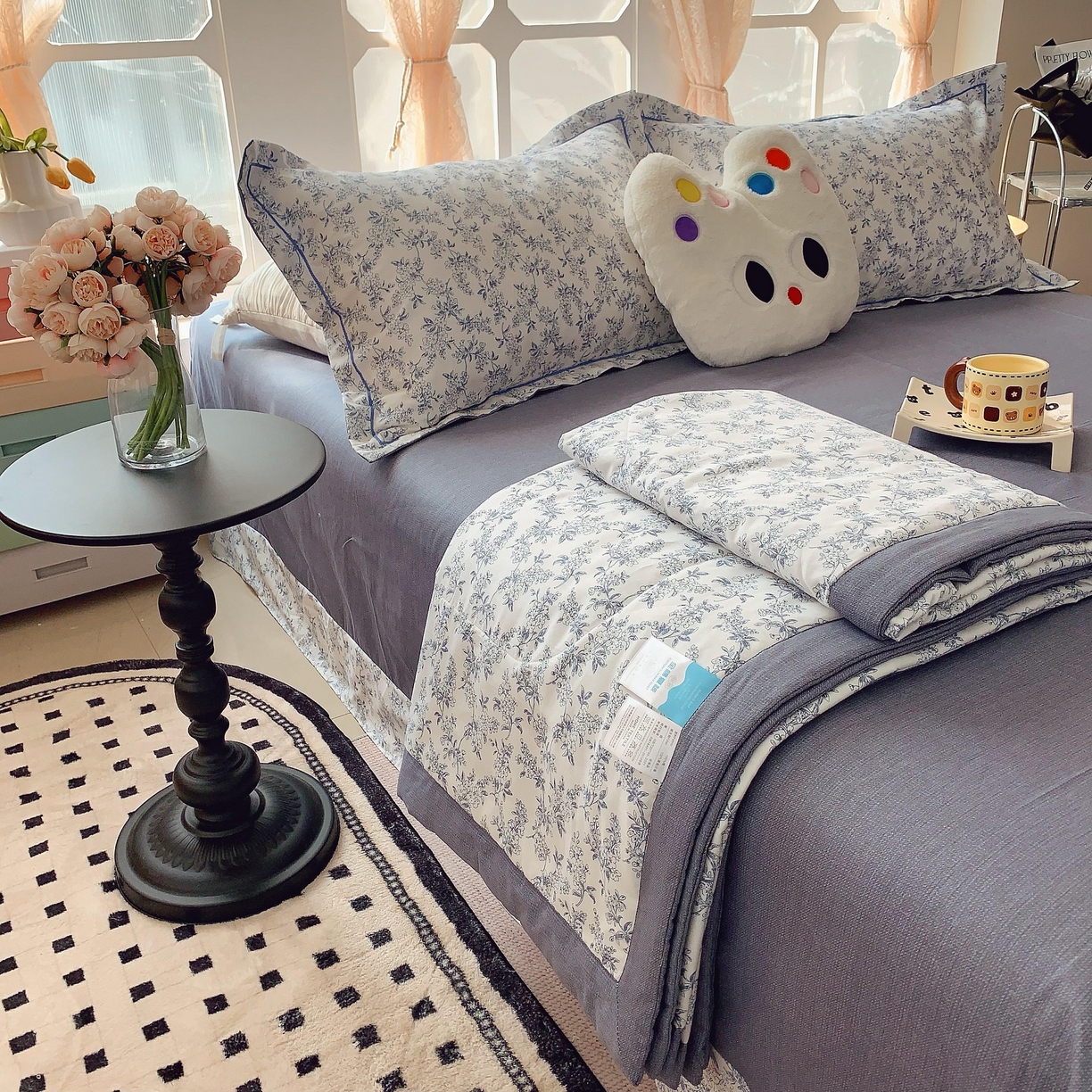 91家纺网 家纺一手货源 找家纺 莱豫家纺 2025春夏新款纯棉全棉夏被夏凉被四件套 青花瓷