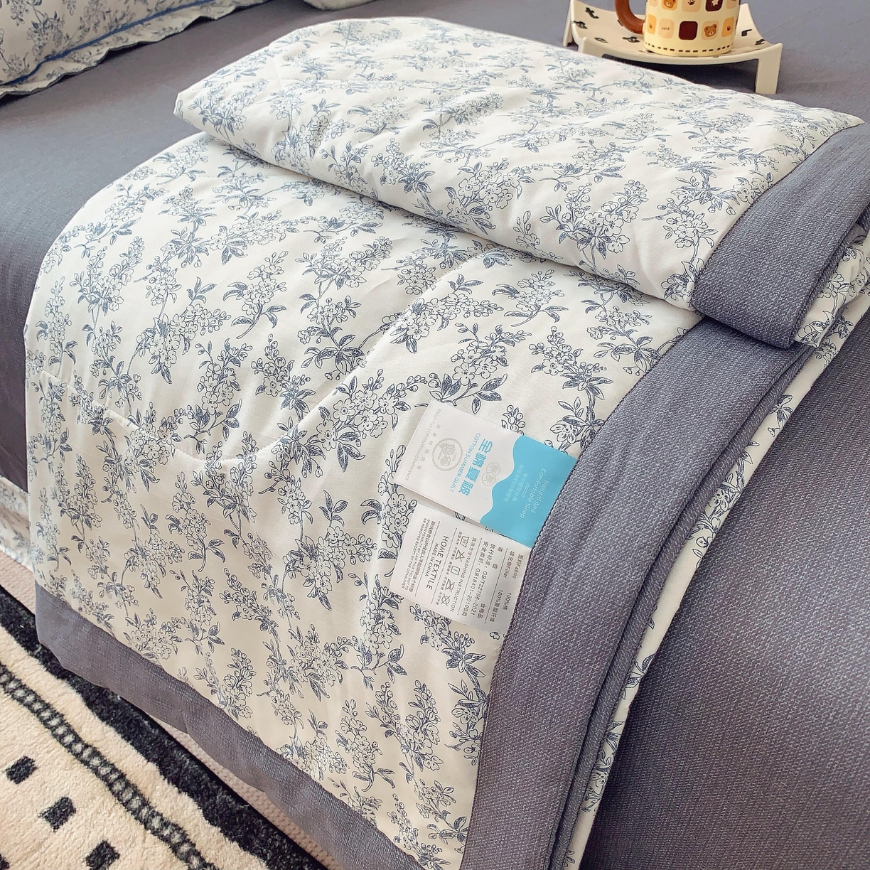 91家纺网 家纺一手货源 找家纺 莱豫家纺 2025春夏新款纯棉全棉夏被夏凉被四件套 青花瓷