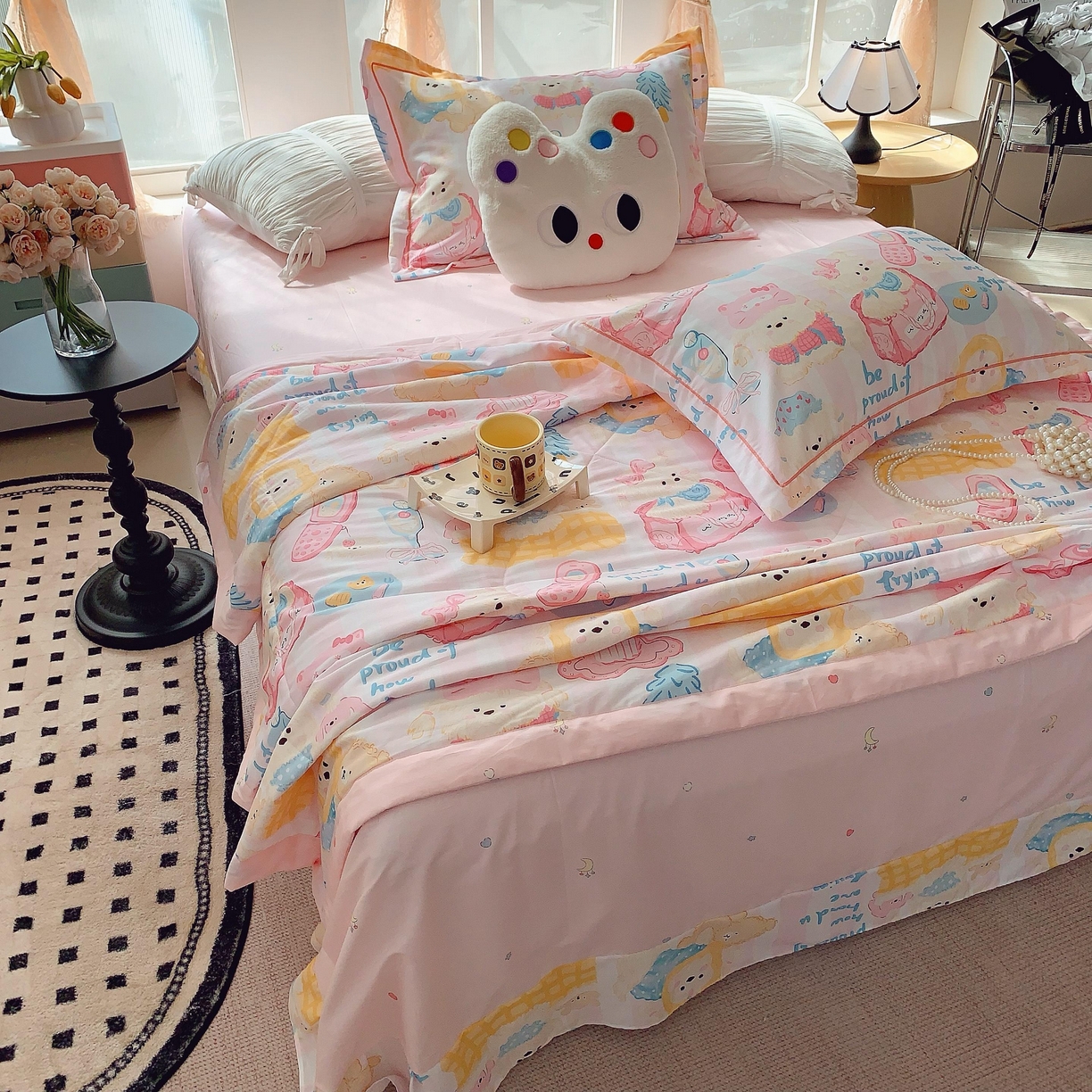 91家纺网 家纺一手货源 找家纺 莱豫家纺 2025春夏新款纯棉全棉夏被夏凉被四件套 甜心派对