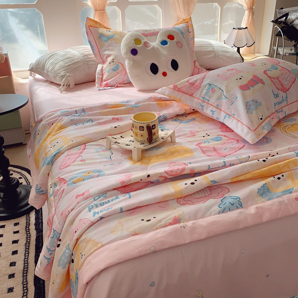 91家纺网 家纺一手货源 找家纺 莱豫家纺 2025春夏新款纯棉全棉夏被夏凉被四件套 甜心派对