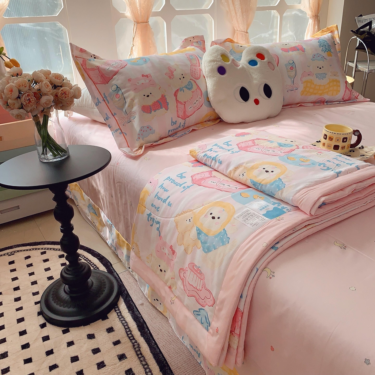 91家纺网 家纺一手货源 找家纺 莱豫家纺 2025春夏新款纯棉全棉夏被夏凉被四件套 甜心派对