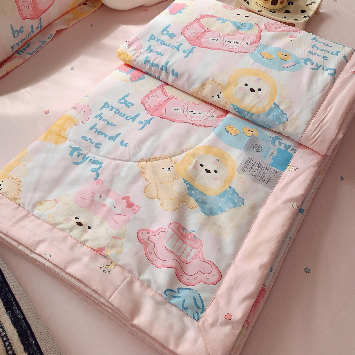 91家纺网 家纺一手货源 找家纺 莱豫家纺 2025春夏新款纯棉全棉夏被夏凉被四件套 甜心派对