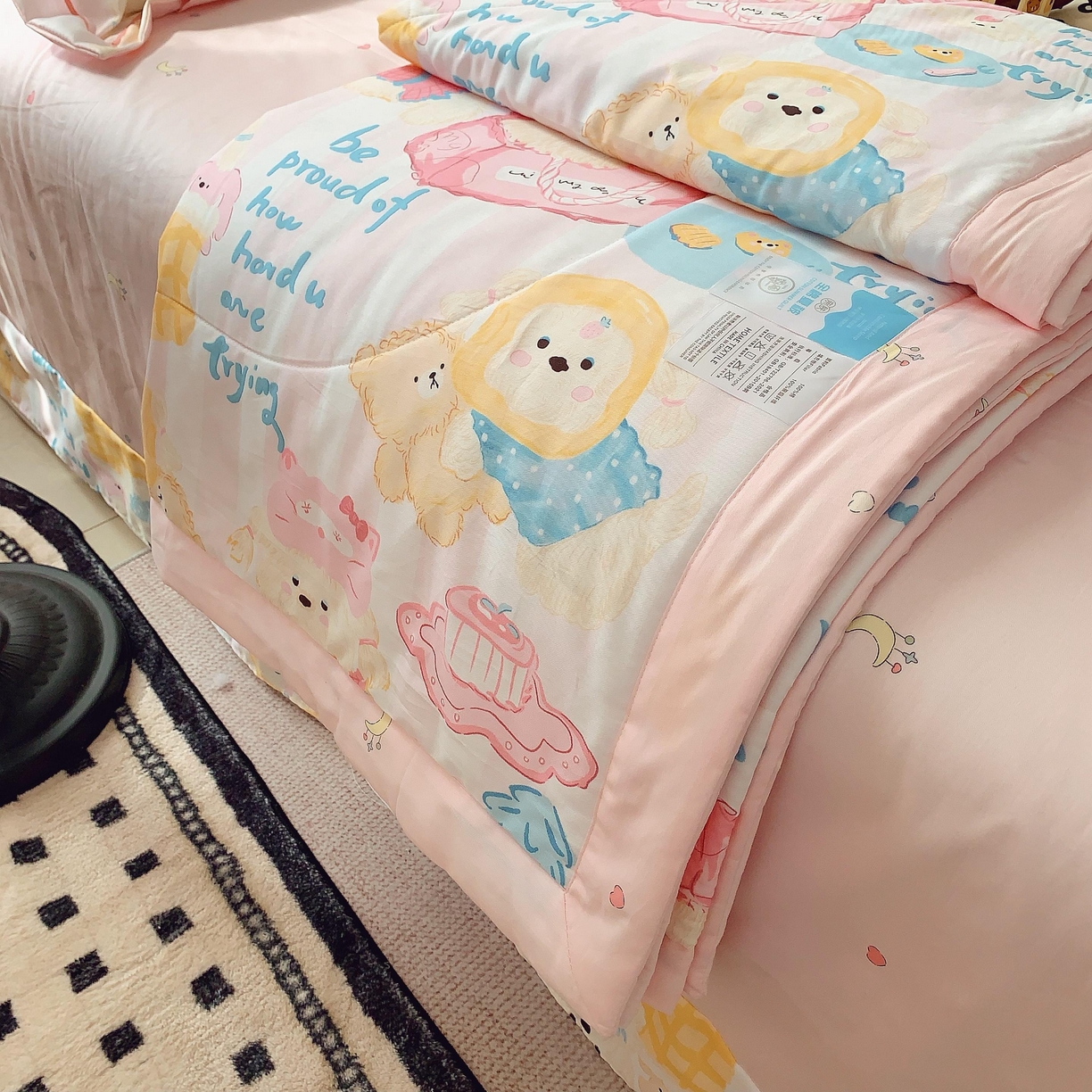 91家纺网 家纺一手货源 找家纺 莱豫家纺 2025春夏新款纯棉全棉夏被夏凉被四件套 甜心派对