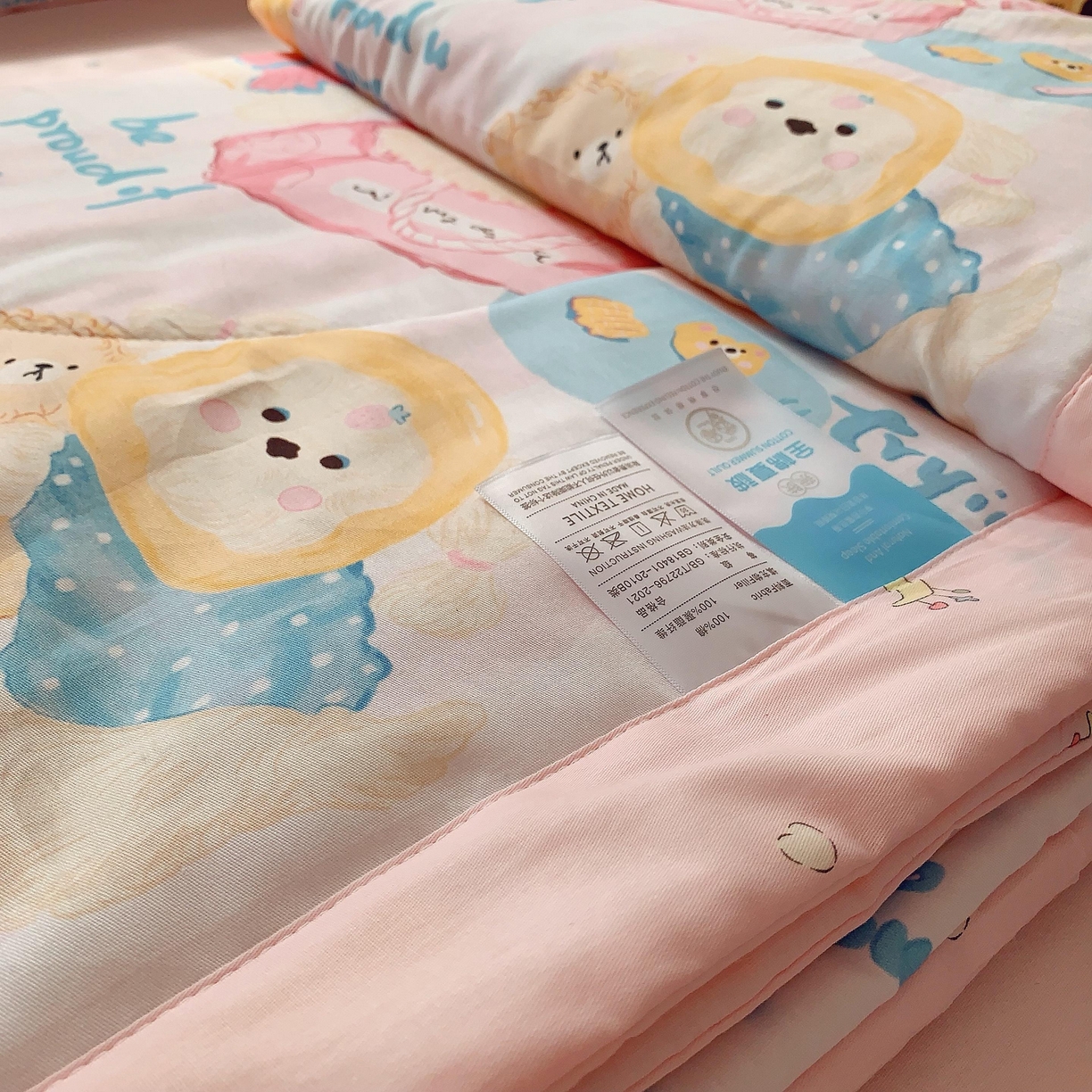 91家纺网 家纺一手货源 找家纺 莱豫家纺 2025春夏新款纯棉全棉夏被夏凉被四件套 甜心派对