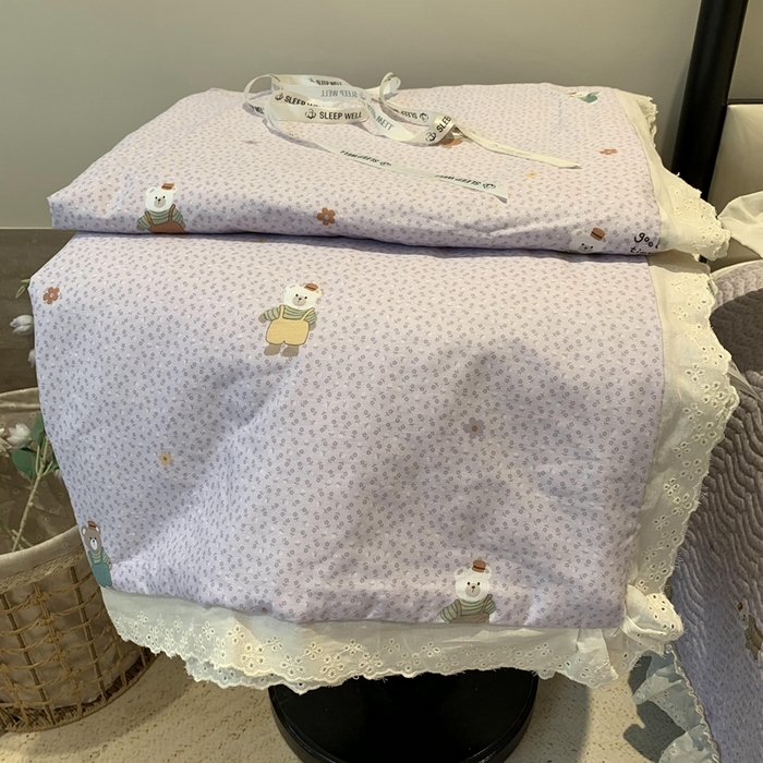 91家纺网 家纺一手货源 找家纺 （总）莱豫2025新款纯棉花边夏被床盖