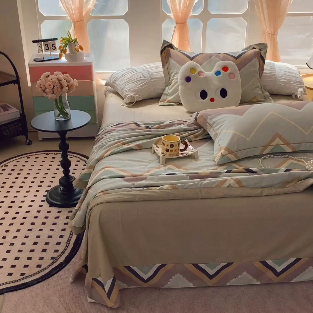 91家纺网 家纺一手货源 找家纺 莱豫家纺 2025春夏新款纯棉全棉夏被夏凉被四件套 威利斯