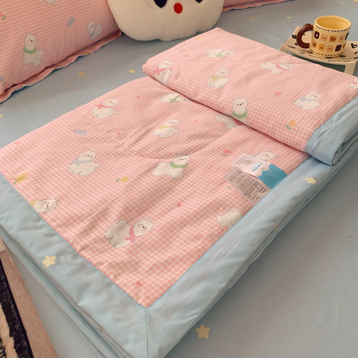 91家纺网 家纺一手货源 找家纺 莱豫家纺 2025春夏新款纯棉全棉夏被夏凉被四件套 小羊驼