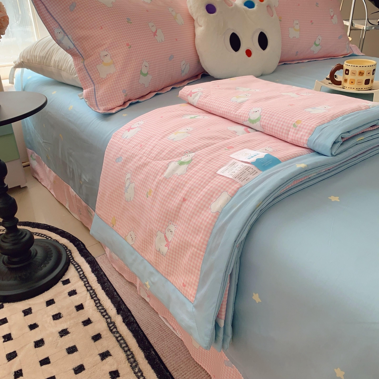 91家纺网 家纺一手货源 找家纺 莱豫家纺 2025春夏新款纯棉全棉夏被夏凉被四件套 小羊驼