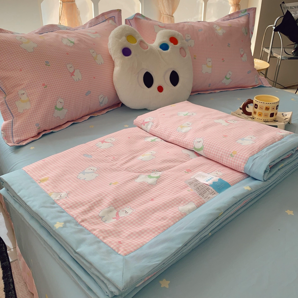 91家纺网 家纺一手货源 找家纺 莱豫家纺 2025春夏新款纯棉全棉夏被夏凉被四件套 小羊驼