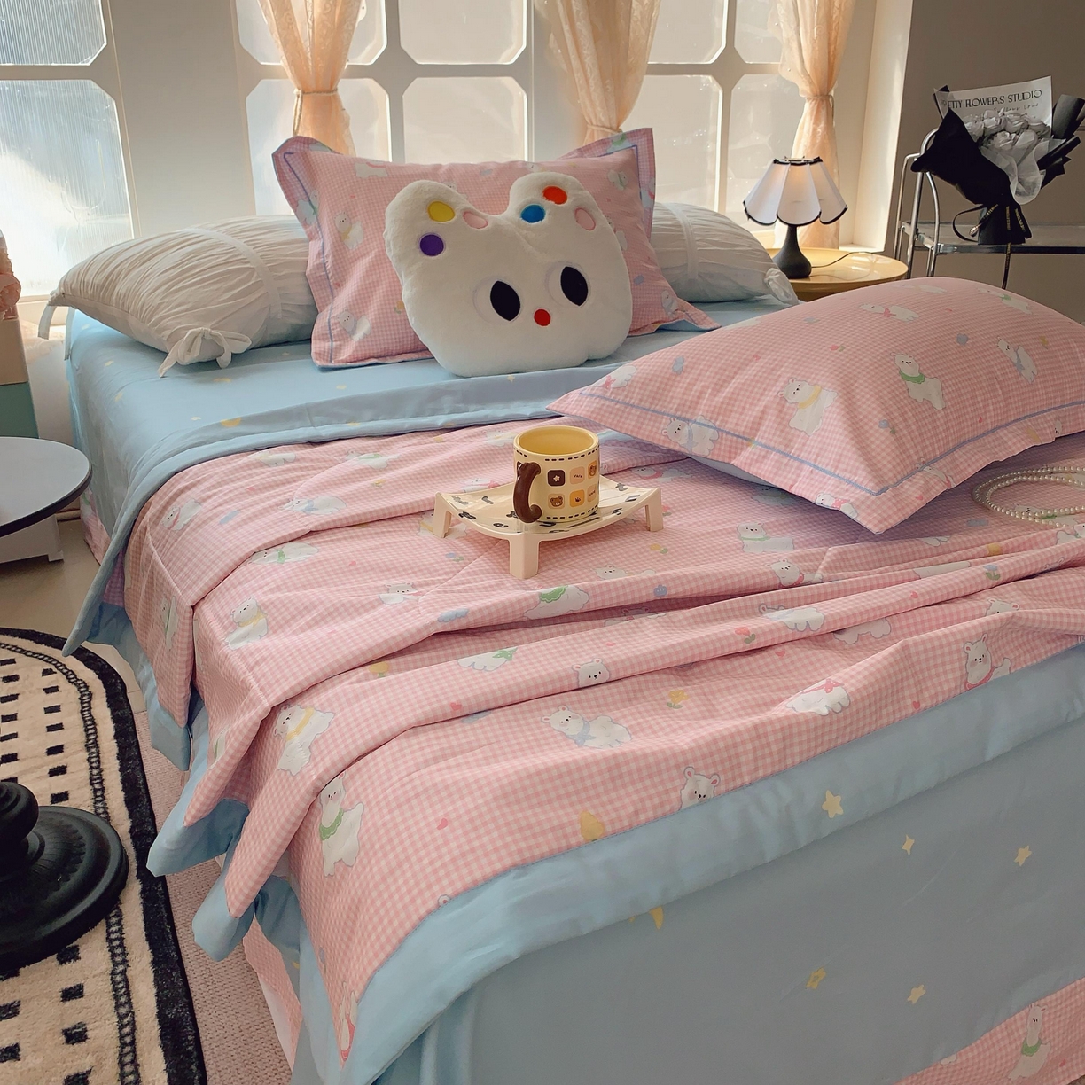 91家纺网 家纺一手货源 找家纺 莱豫家纺 2025春夏新款纯棉全棉夏被夏凉被四件套 小羊驼