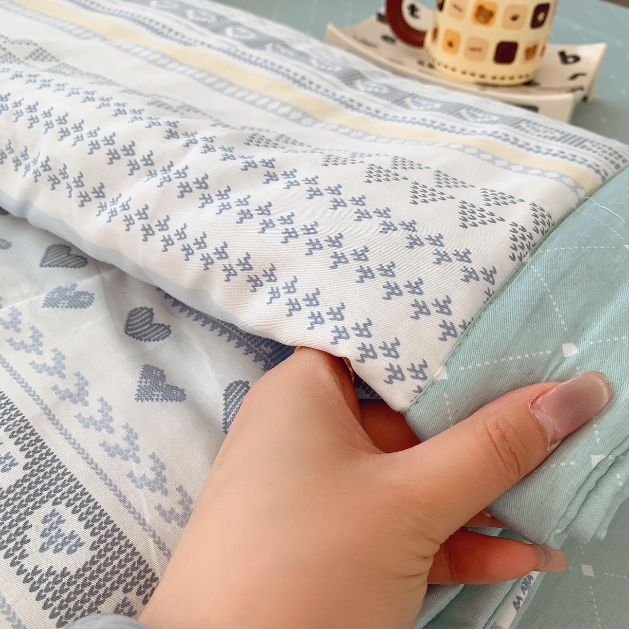 91家纺网 家纺一手货源 找家纺 莱豫家纺 2025春夏新款纯棉全棉夏被夏凉被四件套 幸福里蓝