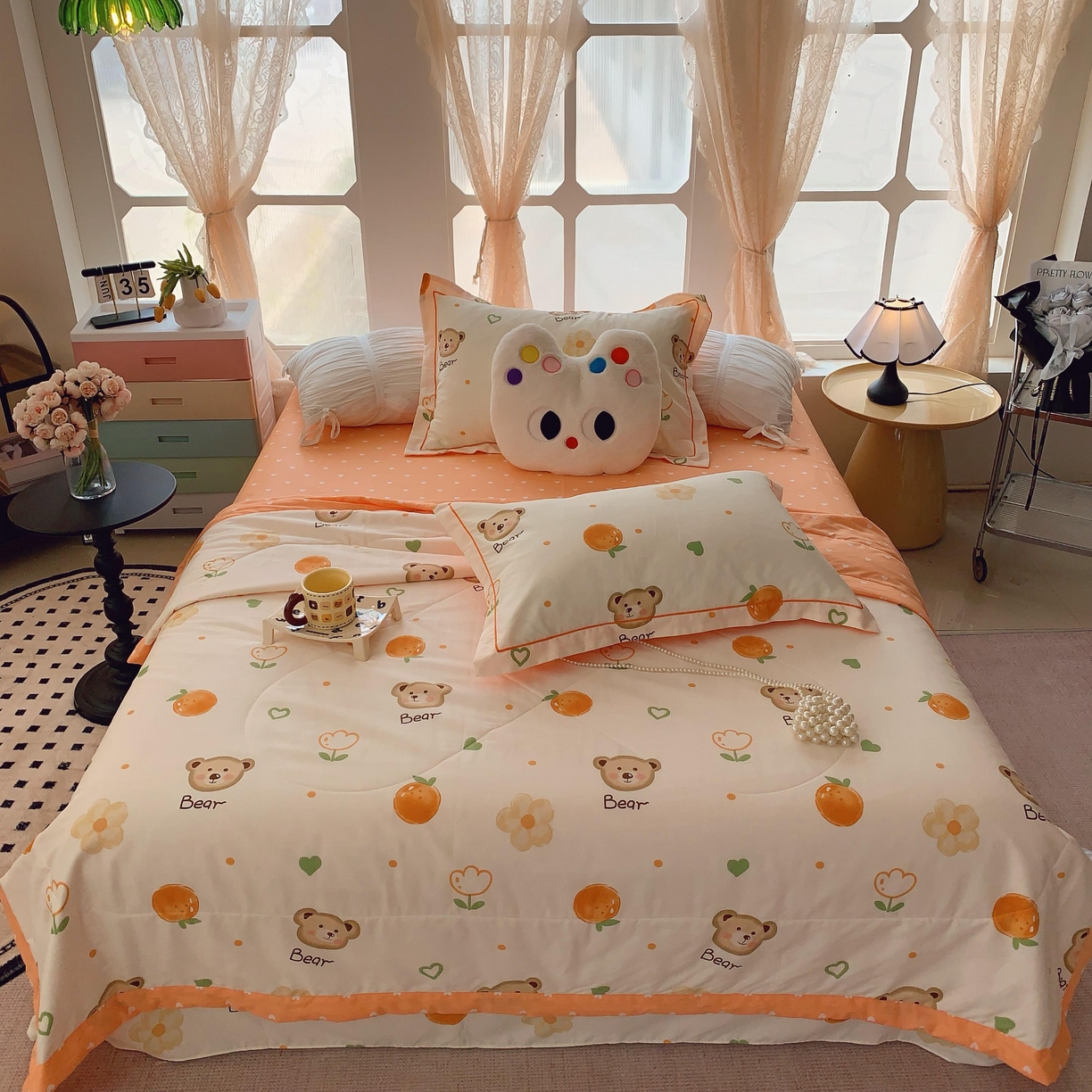 莱豫家纺 2025春夏新款纯棉全棉夏被夏凉被四件套 熊宝乐园
