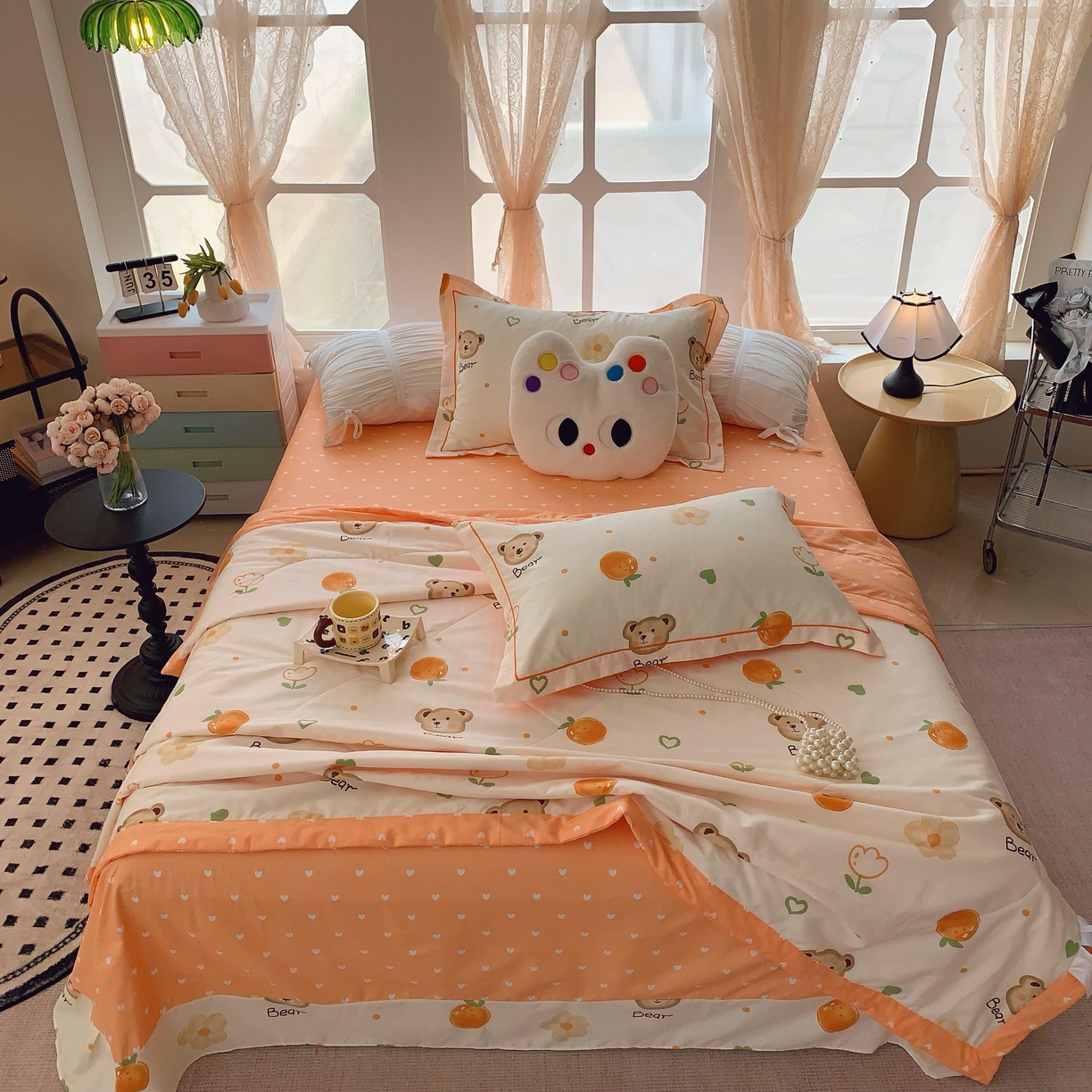 91家纺网 家纺一手货源 找家纺 莱豫家纺 2025春夏新款纯棉全棉夏被夏凉被四件套 熊宝乐园