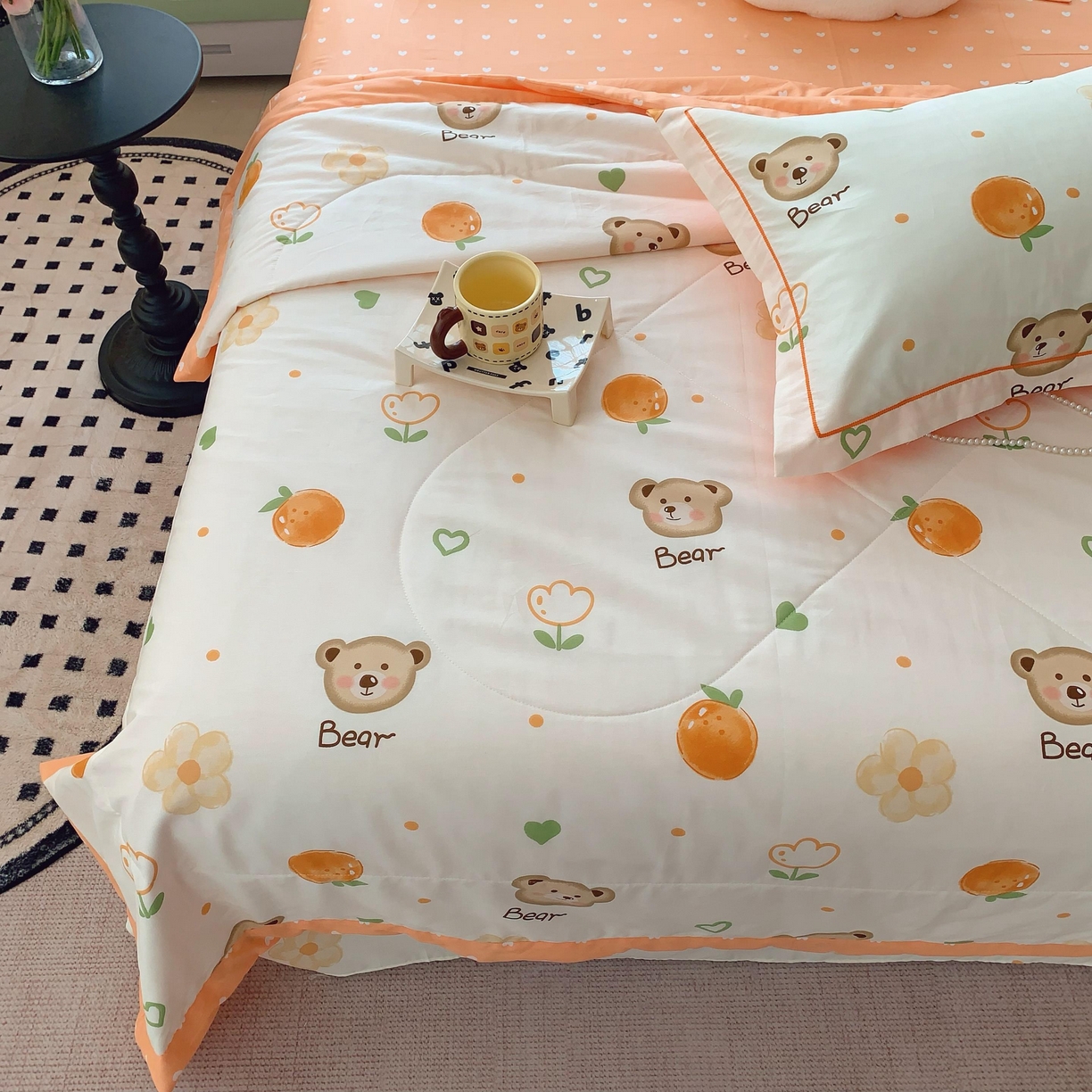 91家纺网 家纺一手货源 找家纺 莱豫家纺 2025春夏新款纯棉全棉夏被夏凉被四件套 熊宝乐园