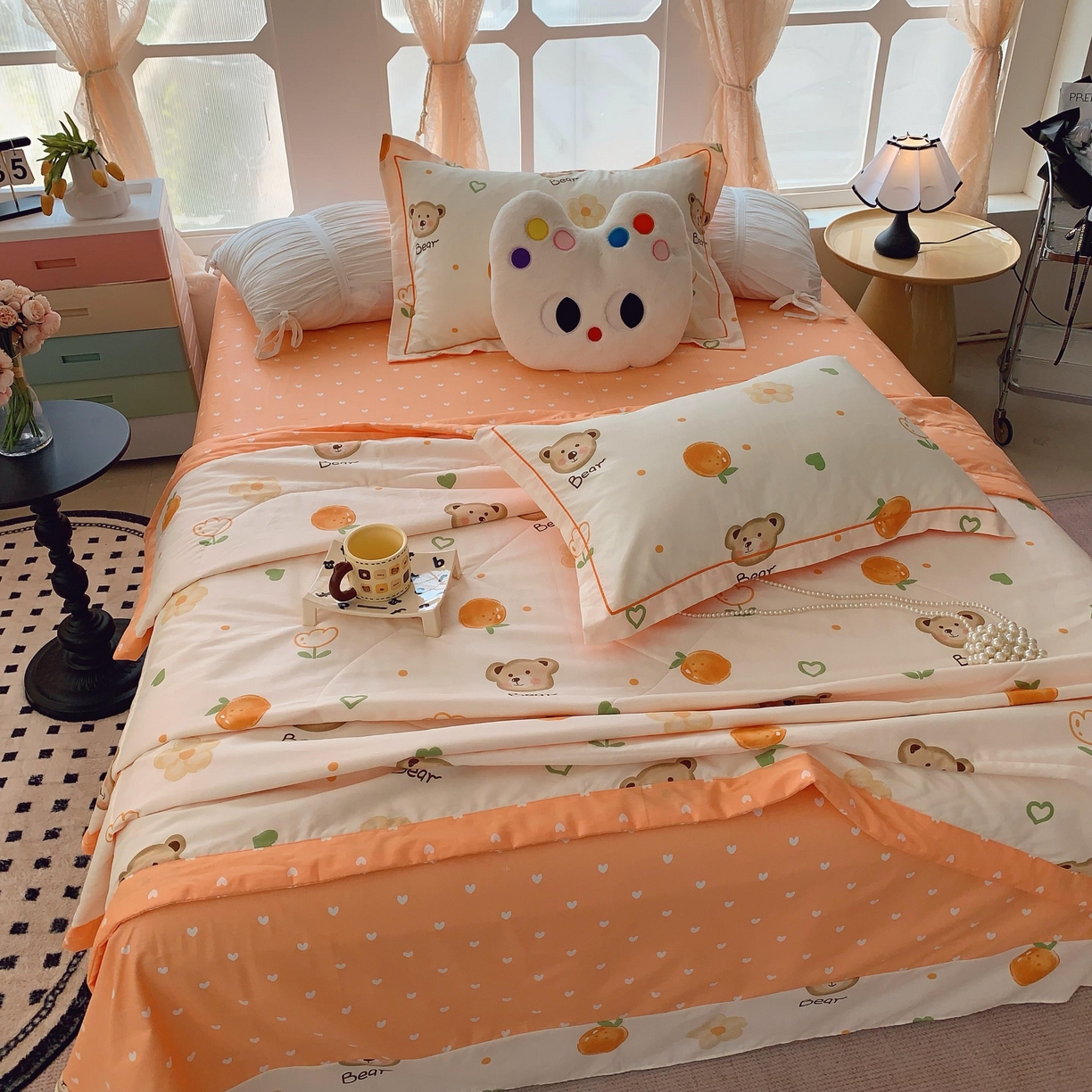 91家纺网 家纺一手货源 找家纺 莱豫家纺 2025春夏新款纯棉全棉夏被夏凉被四件套 熊宝乐园