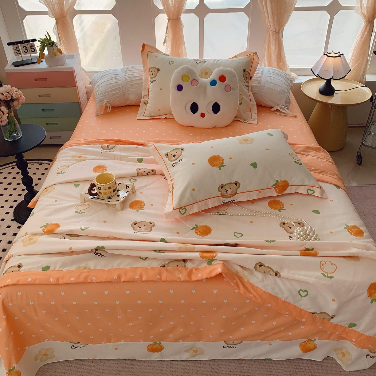 91家纺网 家纺一手货源 找家纺 莱豫家纺 2025春夏新款纯棉全棉夏被夏凉被四件套 熊宝乐园