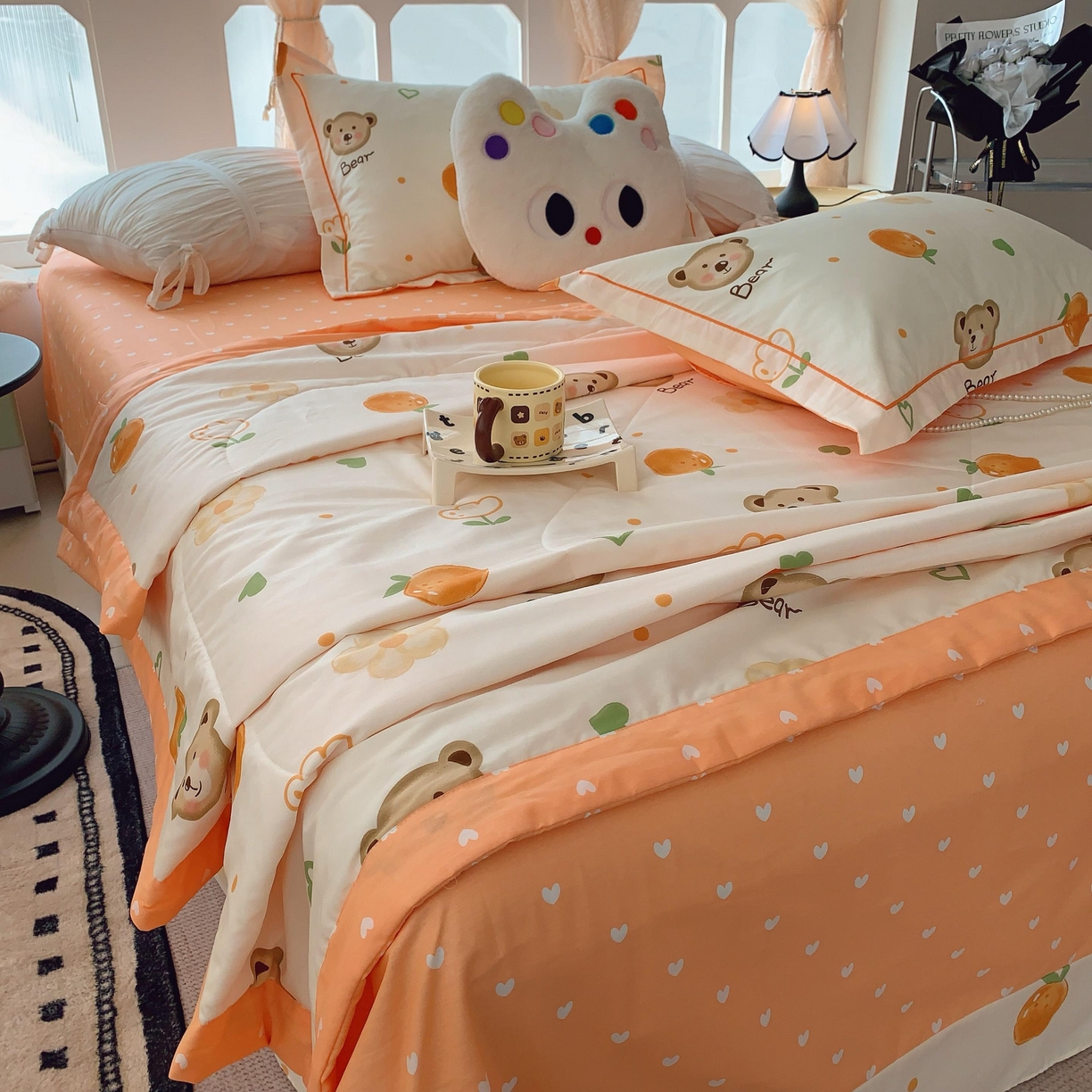 91家纺网 家纺一手货源 找家纺 莱豫家纺 2025春夏新款纯棉全棉夏被夏凉被四件套 熊宝乐园