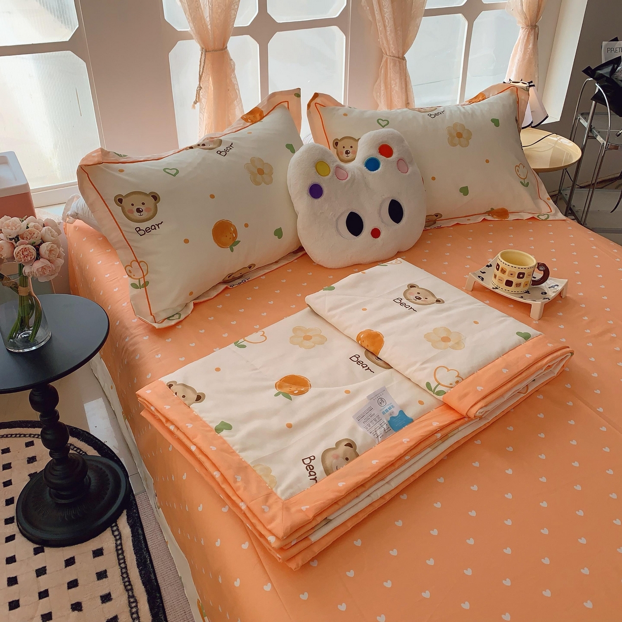 91家纺网 家纺一手货源 找家纺 莱豫家纺 2025春夏新款纯棉全棉夏被夏凉被四件套 熊宝乐园